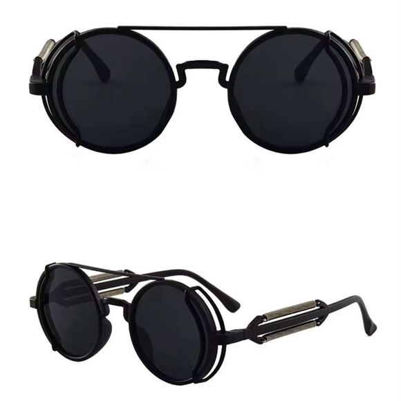 CLASSIC GOTH STEAMPUNK SUNGLASSES IN BROWN - Picture 2 of 3